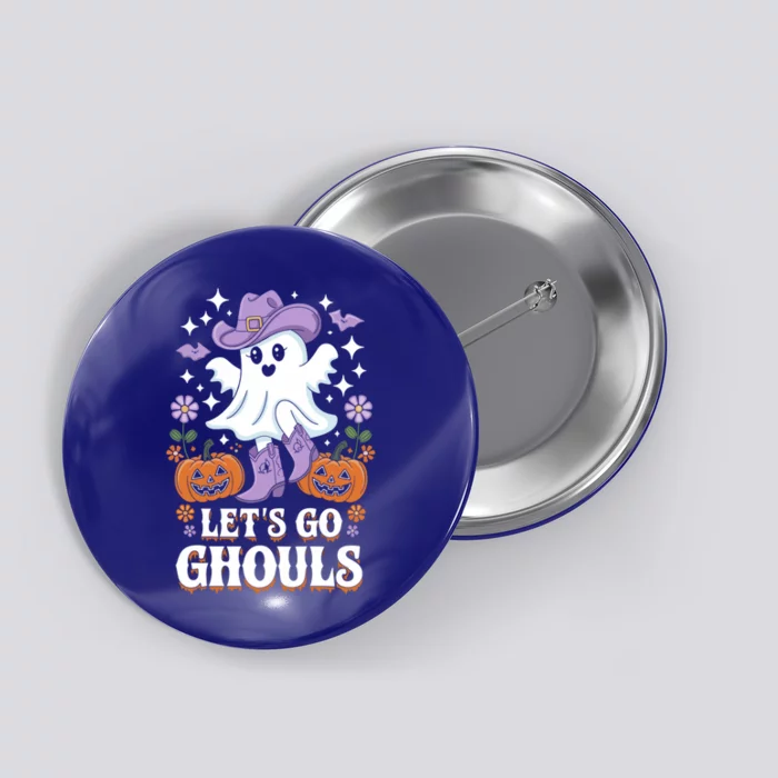 LetS Go Ghouls Funny Spooky Ghosts Floral Graphic Halloween Gift Button