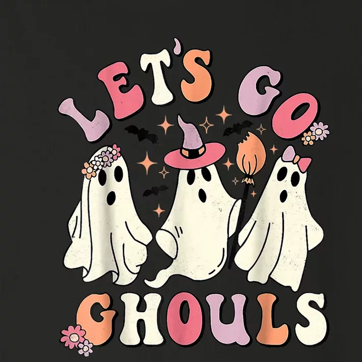 Lets Go Ghouls Halloween Ghost Outfit Costume Retro Groovy Toddler Long Sleeve Shirt