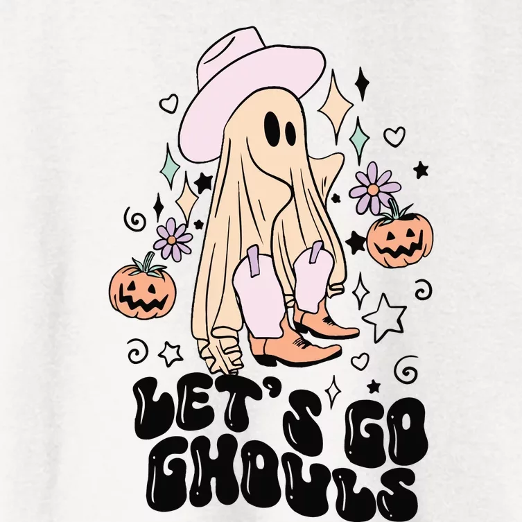 Lets Go Ghouls Funny Halloween Fall Women's Crop Top Tee