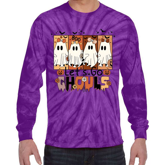 Lets Go Ghouls Spooky Season Halloween Tie-Dye Long Sleeve Shirt