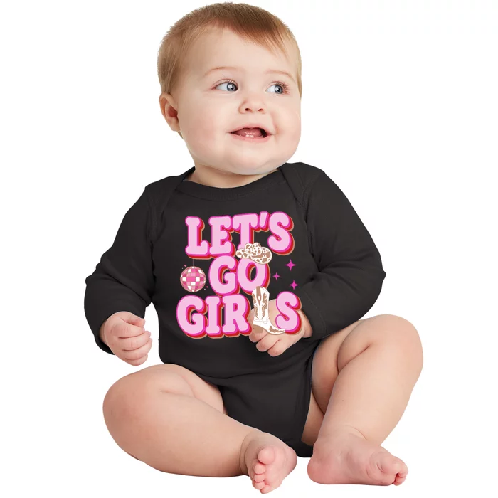 Lets Go Girl Cowgirl Howdy Baby Long Sleeve Bodysuit