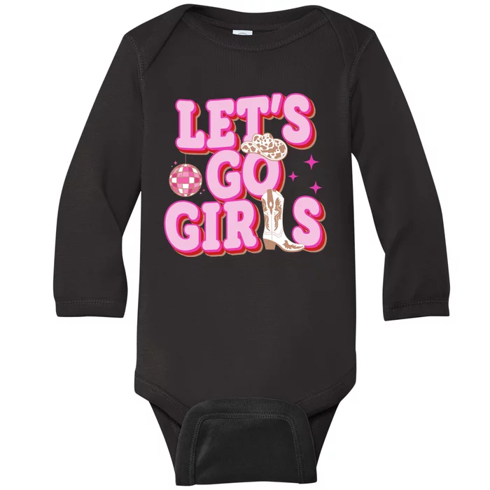 Lets Go Girl Cowgirl Howdy Baby Long Sleeve Bodysuit