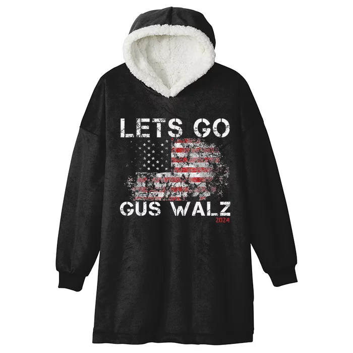 LetS Go Gus Harris Walz 2024 For President Hooded Wearable Blanket