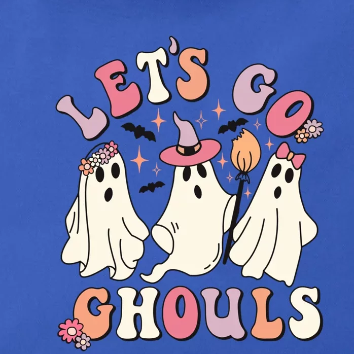 Let's Go Ghouls Funny Halloween Cute Groovy Ghost Retro Gift Zip Tote Bag