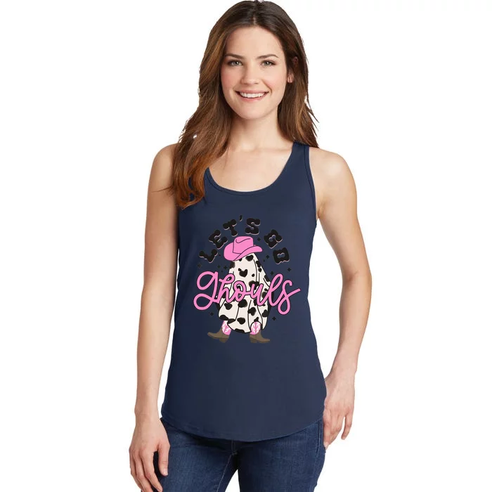 Let’s Go Ghouls Halloween Spooky Western Cowgirl Retro Ladies Essential Tank