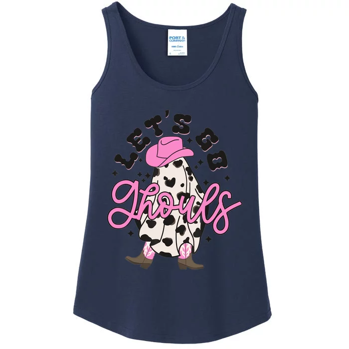 Let’s Go Ghouls Halloween Spooky Western Cowgirl Retro Ladies Essential Tank