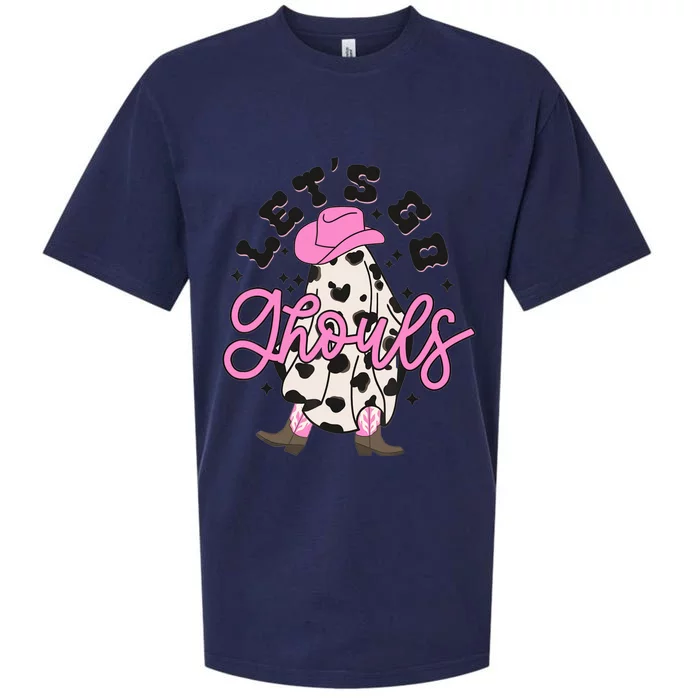 Let’s Go Ghouls Halloween Spooky Western Cowgirl Retro Sueded Cloud Jersey T-Shirt