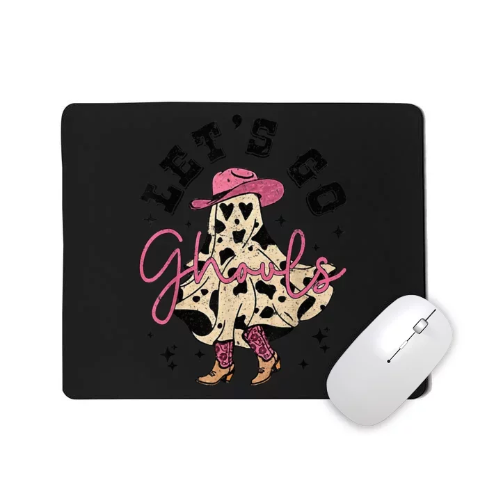 Let's Go Ghouls Cute Ghost Cowgirl Western Funny Halloween Mousepad