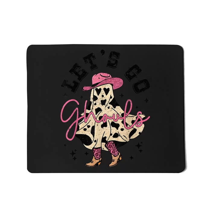 Let's Go Ghouls Cute Ghost Cowgirl Western Funny Halloween Mousepad