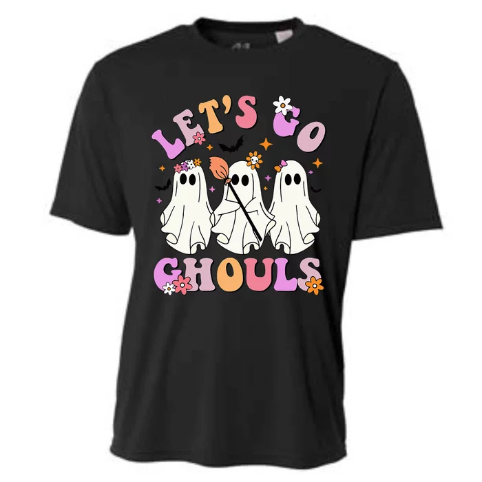 Lets Go Ghouls Halloween Ghost Outfit Costume Retro Groovy Cooling Performance Crew T-Shirt