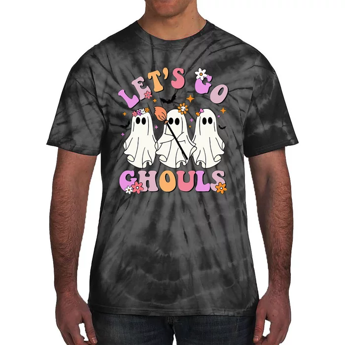 Lets Go Ghouls Halloween Ghost Outfit Costume Retro Groovy Tie-Dye T-Shirt