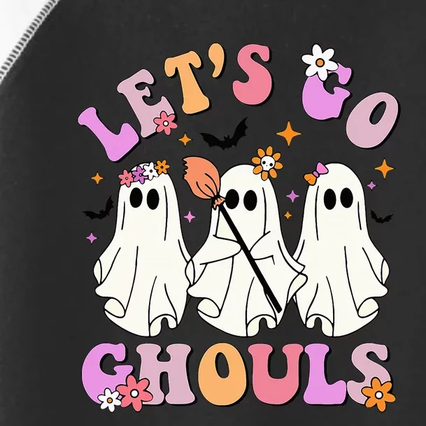 Lets Go Ghouls Halloween Ghost Outfit Costume Retro Groovy Toddler Fine Jersey T-Shirt