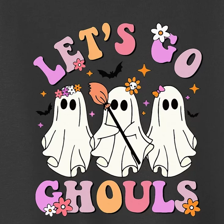 Lets Go Ghouls Halloween Ghost Outfit Costume Retro Groovy Toddler T-Shirt