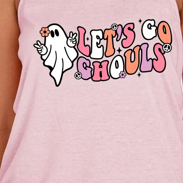 Lets Go Ghouls Funny Ghouls Hippie Costume Halloween Vibes Cool Gift Women's Knotted Racerback Tank