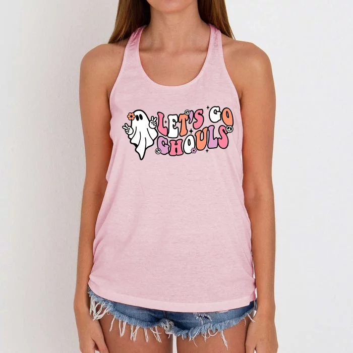 Lets Go Ghouls Funny Ghouls Hippie Costume Halloween Vibes Cool Gift Women's Knotted Racerback Tank