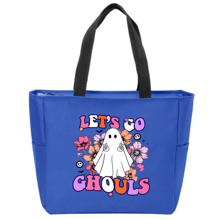 Lets Go Ghouls Funny Ghouls Hippie Costume Halloween Vibes Meaningful Gift Zip Tote Bag