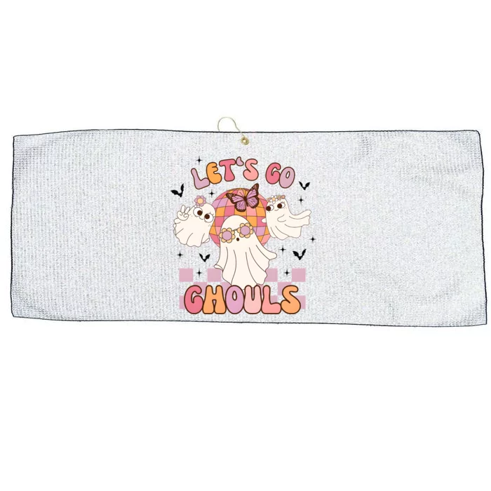 LetS Go Ghouls Retro Ghost Halloween Large Microfiber Waffle Golf Towel