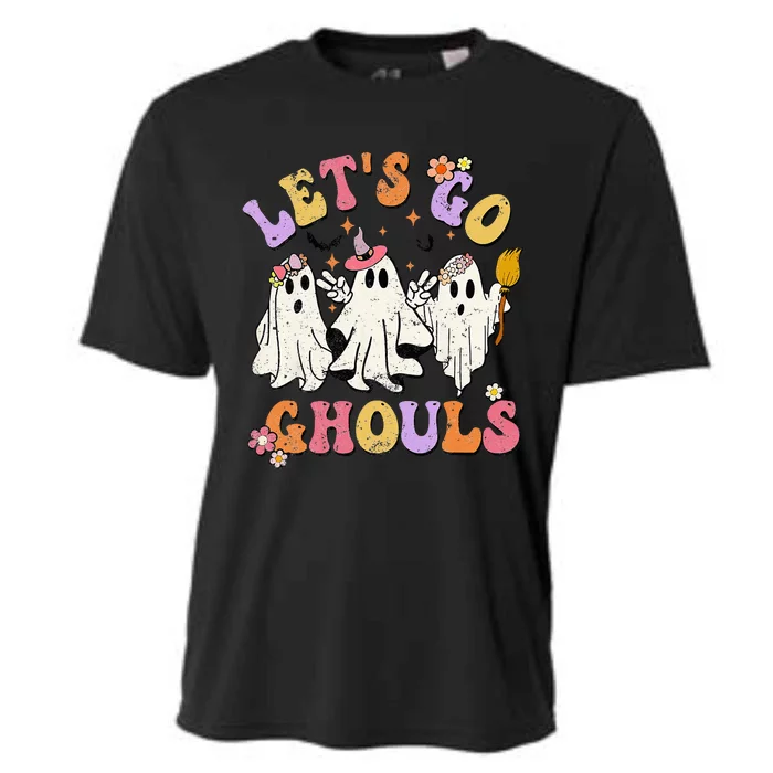 Lets Go Ghouls Halloween Ghost Outfit Costume Retro Groovy Cooling Performance Crew T-Shirt