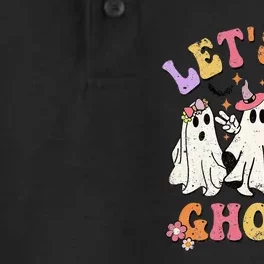 Lets Go Ghouls Halloween Ghost Outfit Costume Retro Groovy Dry Zone Grid Performance Polo