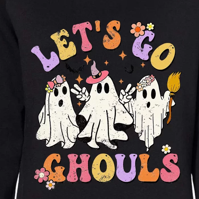 Lets Go Ghouls Halloween Ghost Outfit Costume Retro Groovy Womens California Wash Sweatshirt