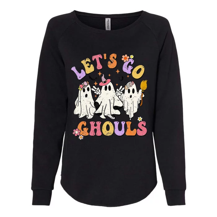 Lets Go Ghouls Halloween Ghost Outfit Costume Retro Groovy Womens California Wash Sweatshirt