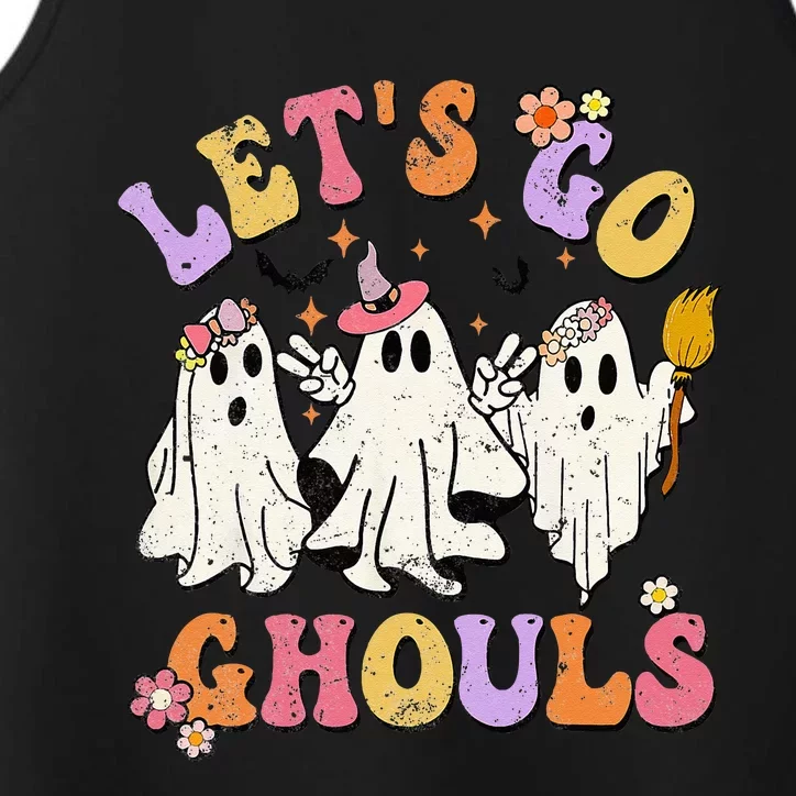 Lets Go Ghouls Halloween Ghost Outfit Costume Retro Groovy Performance Tank