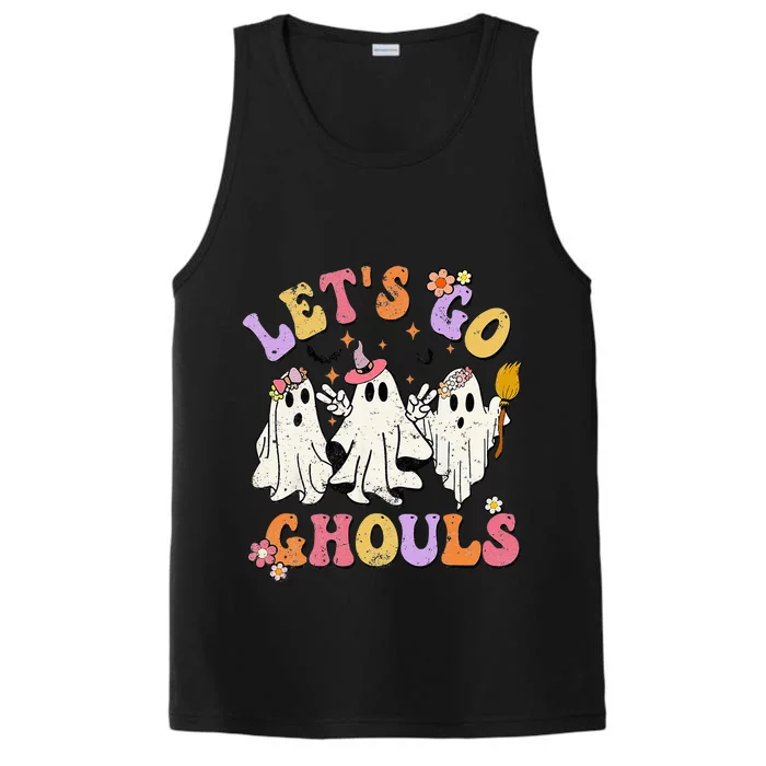 Lets Go Ghouls Halloween Ghost Outfit Costume Retro Groovy Performance Tank