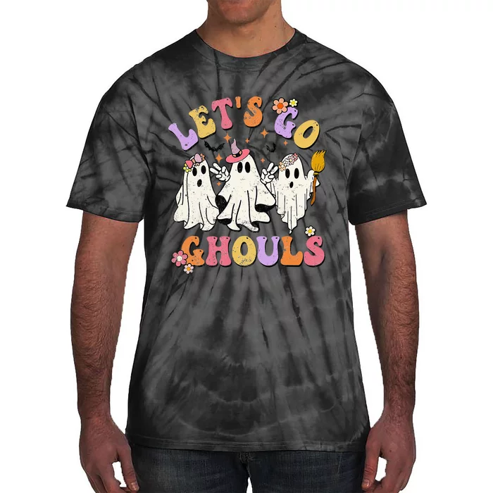 Lets Go Ghouls Halloween Ghost Outfit Costume Retro Groovy Tie-Dye T-Shirt