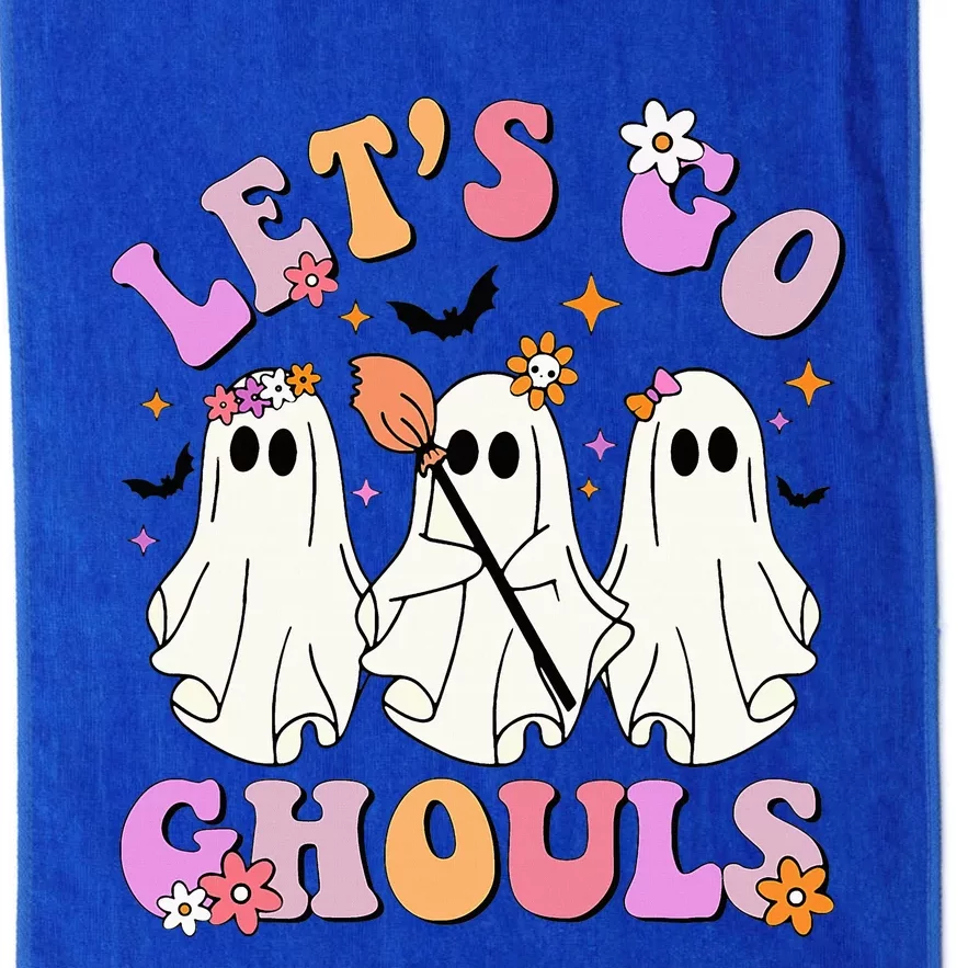 Lets Go Ghouls Halloween Ghost Outfit Costume Retro Groovy Platinum Collection Golf Towel