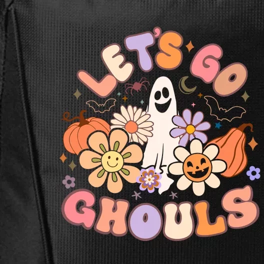 Lets Go Ghouls Halloween Ghost Outfit Costume Retro Groovy City Backpack