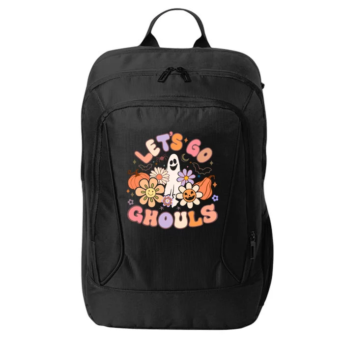 Lets Go Ghouls Halloween Ghost Outfit Costume Retro Groovy City Backpack