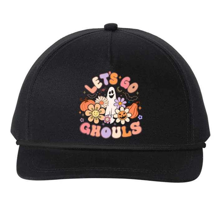 Lets Go Ghouls Halloween Ghost Outfit Costume Retro Groovy Snapback Five-Panel Rope Hat