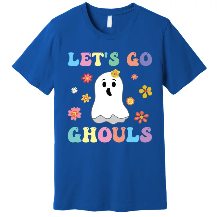 Lets Go Ghouls Fall Vibes Leopard Retro Pumpkin Fall Gift Premium T-Shirt