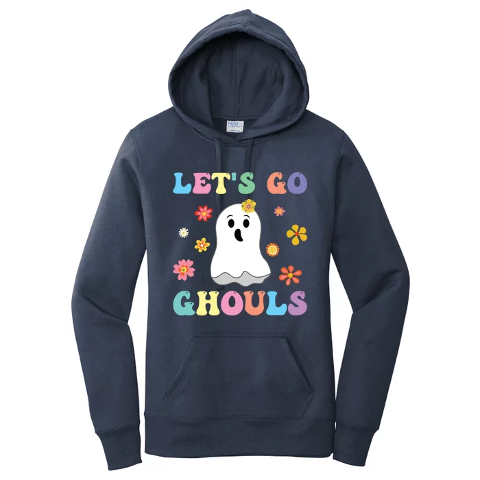 Lets Go Ghouls Fall Vibes Leopard Retro Pumpkin Fall Gift Women's Pullover Hoodie