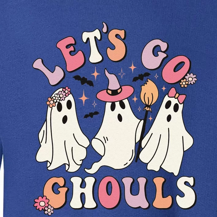 Lets Go Ghouls Cute Floral Ghost Costume Halloween Autumn Funny Toddler Sweatshirt