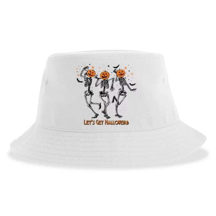 Lets Go Ghouls Cute Gift Halloween Skeleton Dancing Cool Gift Sustainable Bucket Hat