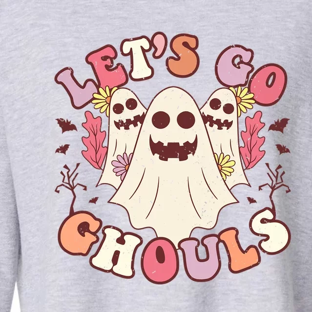 Lets Go Ghouls Ghost Outfit Halloween Costume Retro Groovy Gift Cropped Pullover Crew