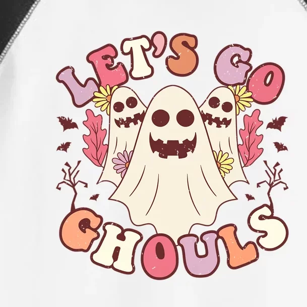 Lets Go Ghouls Ghost Outfit Halloween Costume Retro Groovy Gift Toddler Fine Jersey T-Shirt