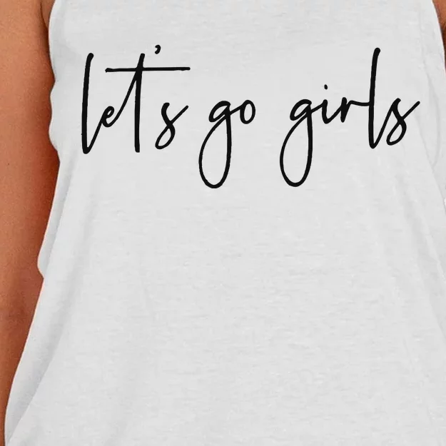 Lets Go Girl Vacation Camping Weekend Women's Knotted Racerback Tank