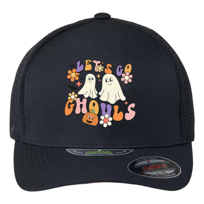 Lets Go Ghouls Funny Ghost Halloween Matching Flexfit Unipanel Trucker Cap