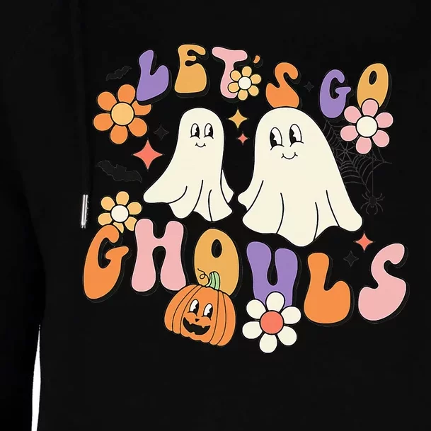 Lets Go Ghouls Funny Ghost Halloween Matching Womens Funnel Neck Pullover Hood