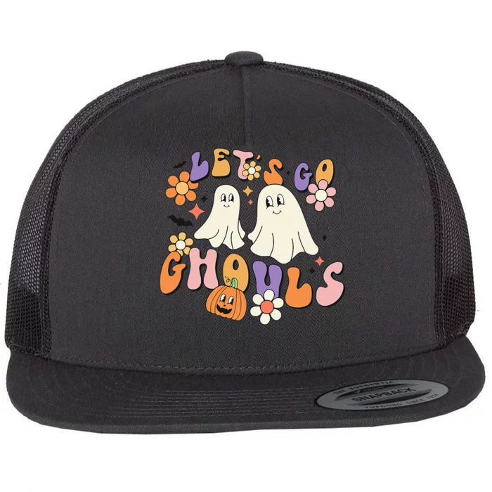 Lets Go Ghouls Funny Ghost Halloween Matching Flat Bill Trucker Hat