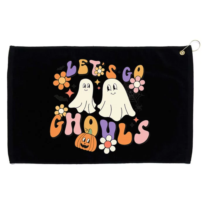 Lets Go Ghouls Funny Ghost Halloween Matching Grommeted Golf Towel