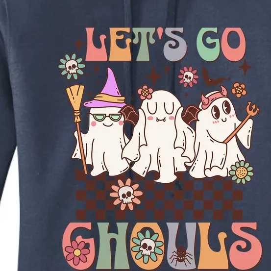 Lets Go Ghouls Halloween Ghost Costume Retro Groovy Great Gift Women's Pullover Hoodie