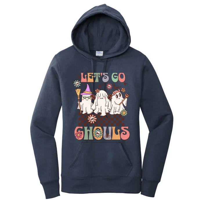 Lets Go Ghouls Halloween Ghost Costume Retro Groovy Great Gift Women's Pullover Hoodie