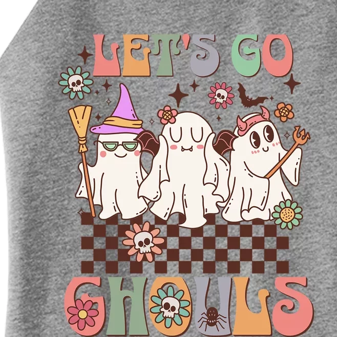 Lets Go Ghouls Halloween Ghost Costume Retro Groovy Great Gift Women’s Perfect Tri Rocker Tank