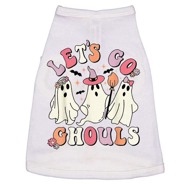 Lets Go Ghouls Halloween Ghost Outfit Costume Retro Groovy Doggie Tank