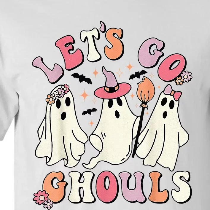 Lets Go Ghouls Halloween Ghost Outfit Costume Retro Groovy Tall T-Shirt