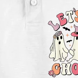 Lets Go Ghouls Halloween Ghost Outfit Costume Retro Groovy Dry Zone Grid Performance Polo