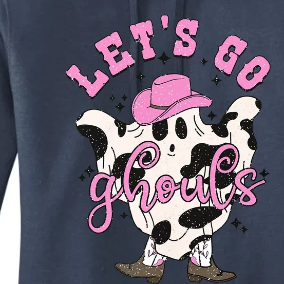 Lets Go Ghouls Cow Ghost Western Halloween Cute Gift Women's Pullover Hoodie